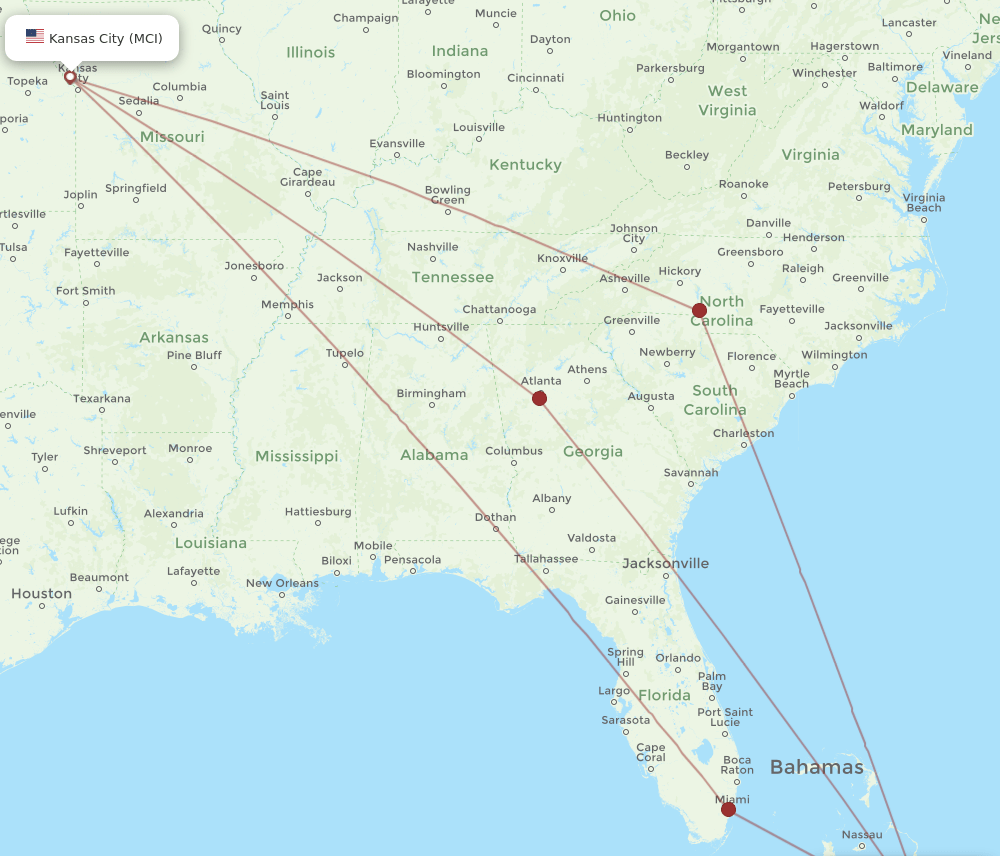 MCI-GGT flight routes