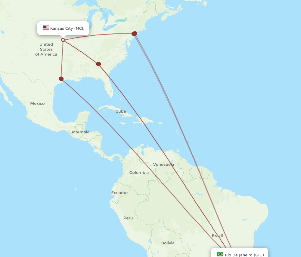 MCI-GIG flight routes