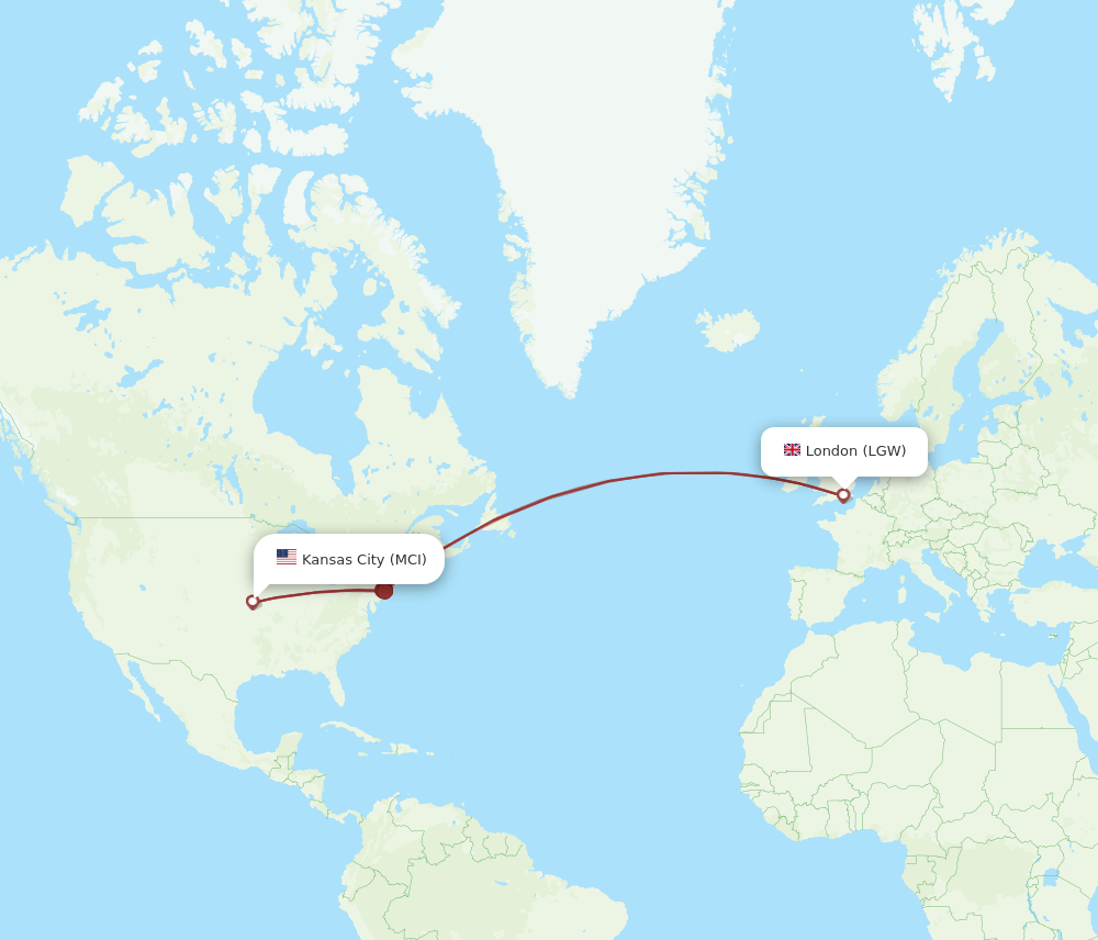 MCI-LGW flight routes