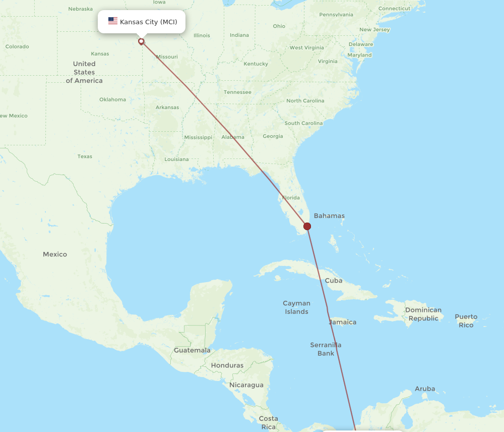 MCI to MDE flights and routes map