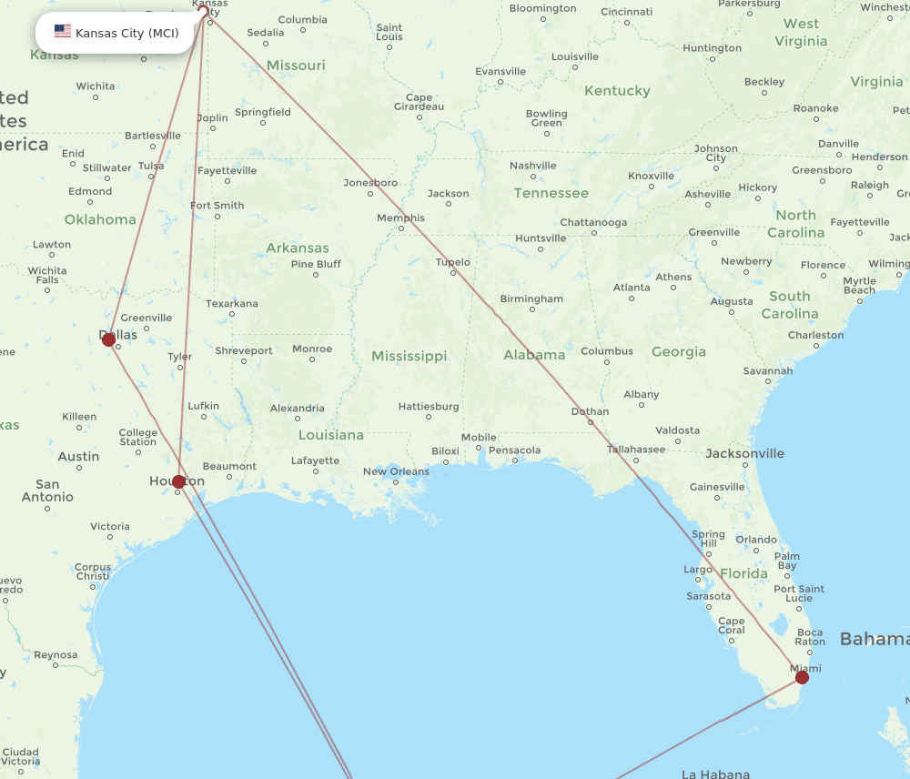 MCI-MID flight routes