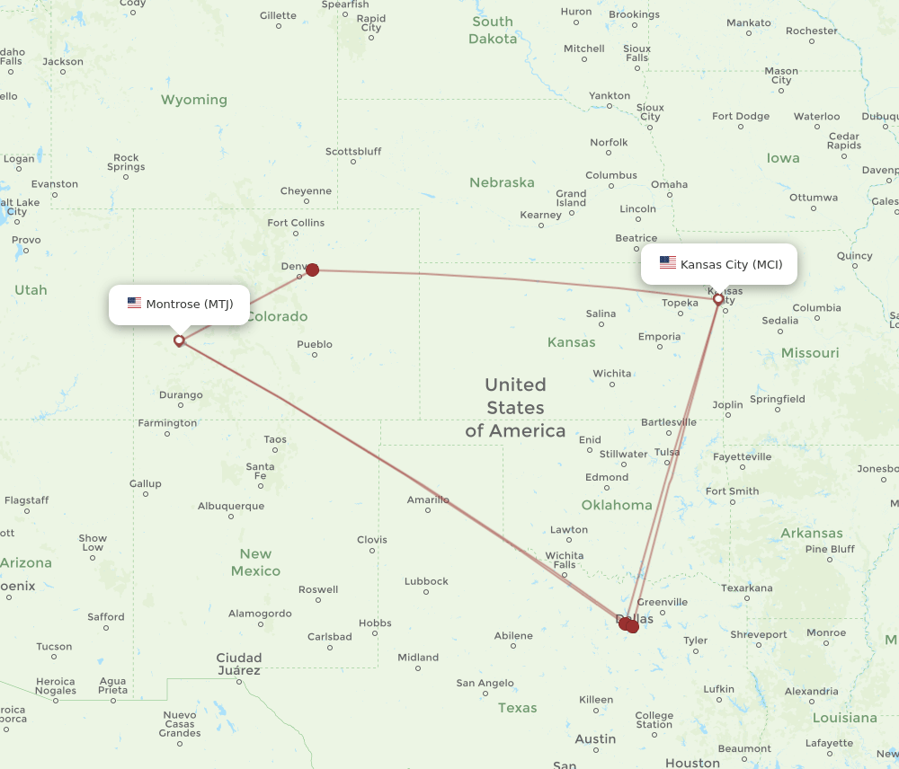 MCI-MTJ flight routes