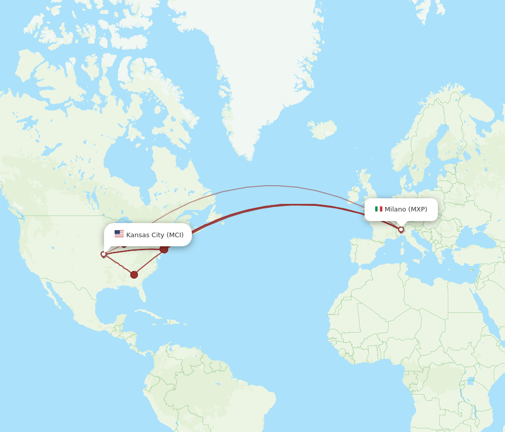 MCI-MXP flight routes