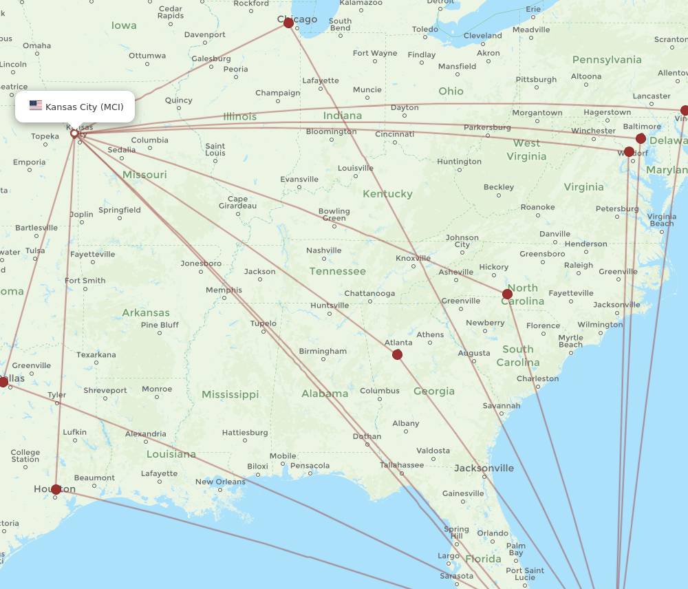 MCI-NAS flight routes