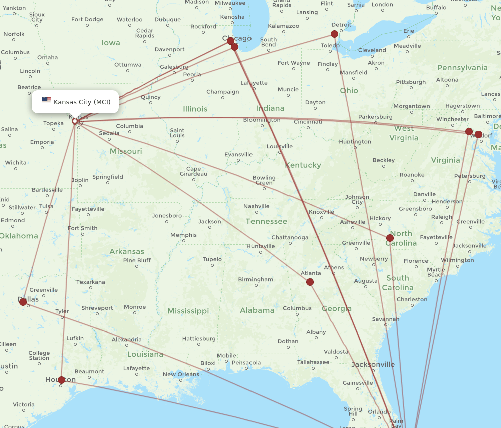 MCI-PBI flight routes
