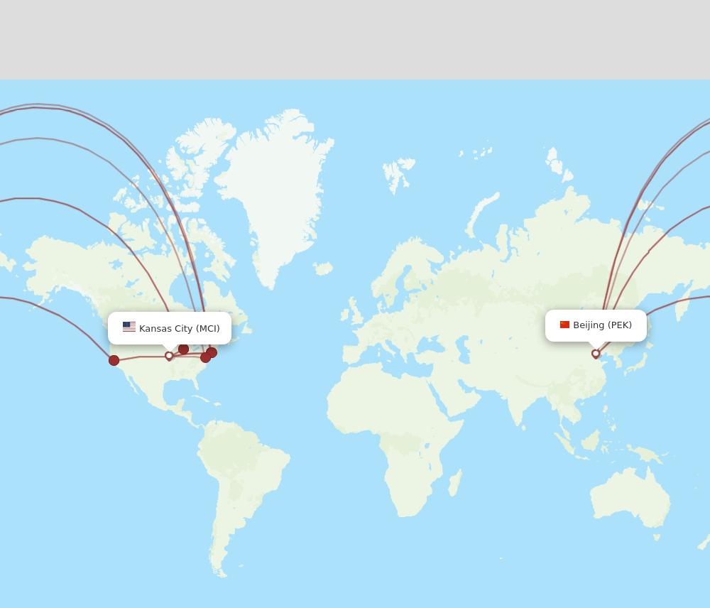 MCI to PEK flights and routes map