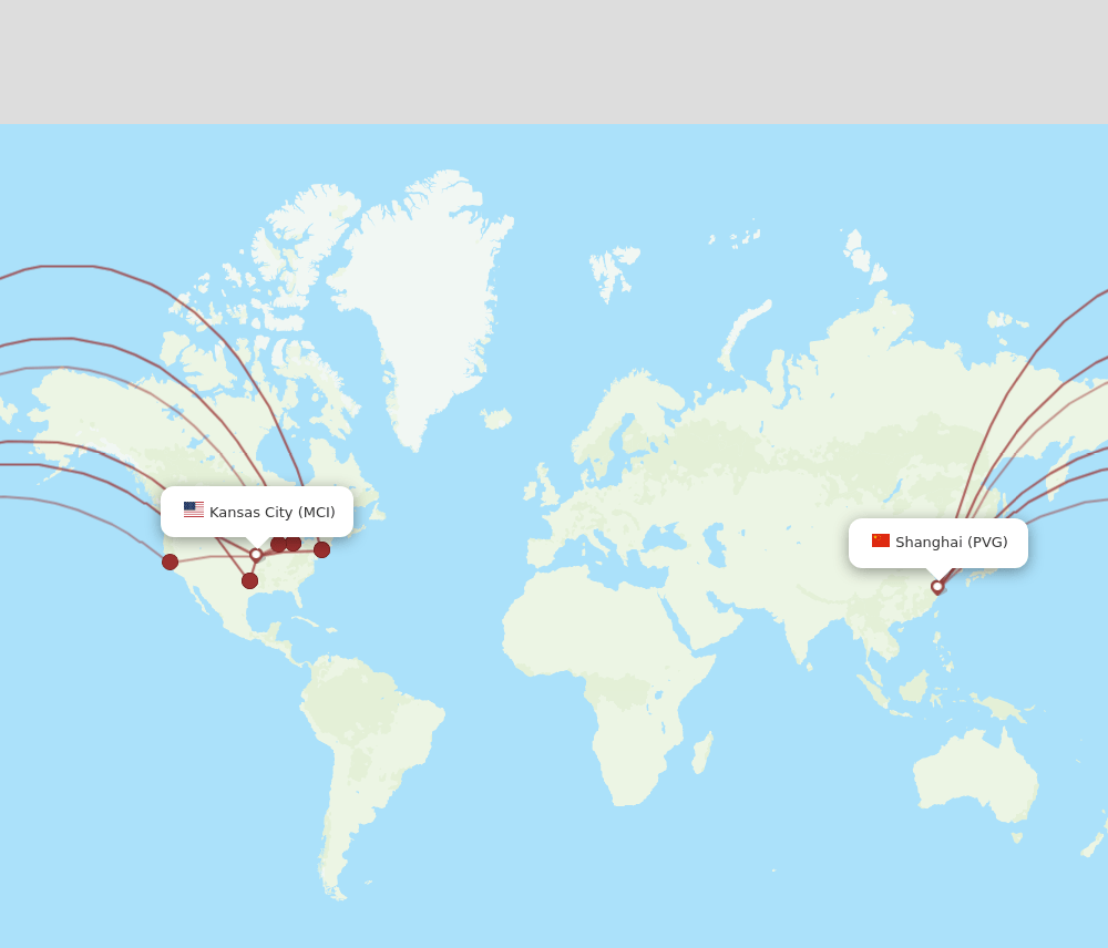 MCI to PVG flights and routes map