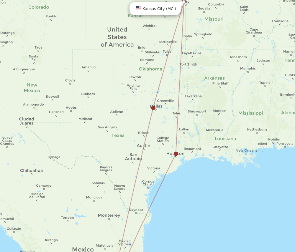 MCI-QRO flight routes