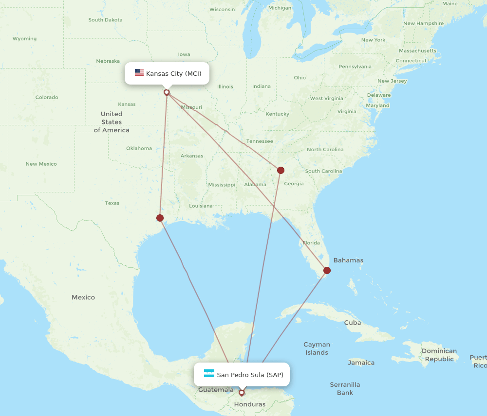 MCI-SAP flight routes