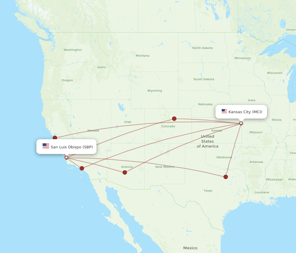MCI-SBP flight routes