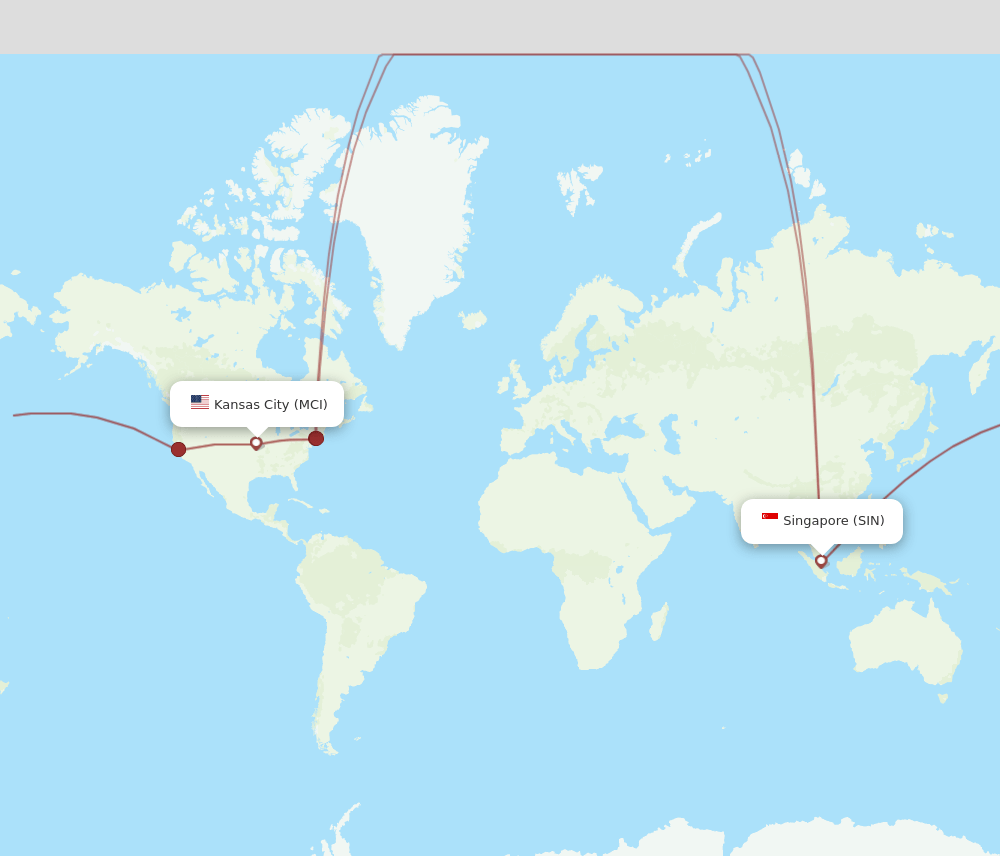 MCI-SIN flight routes