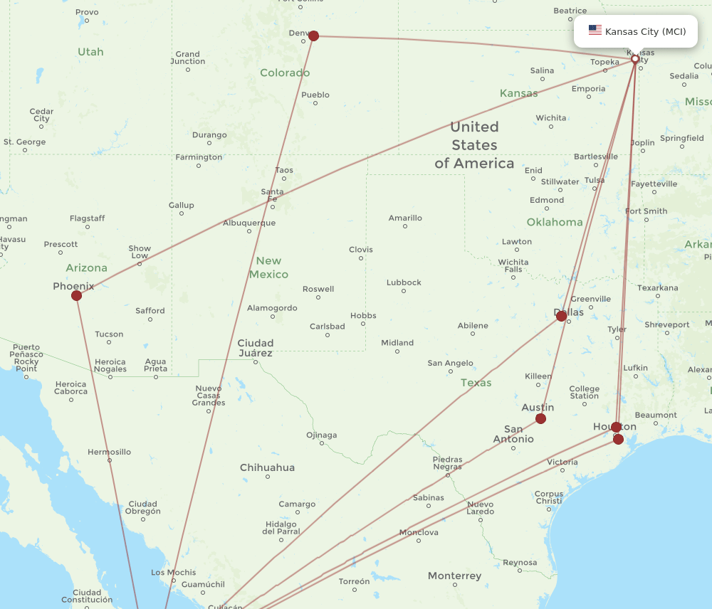 MCI-SJD flight routes