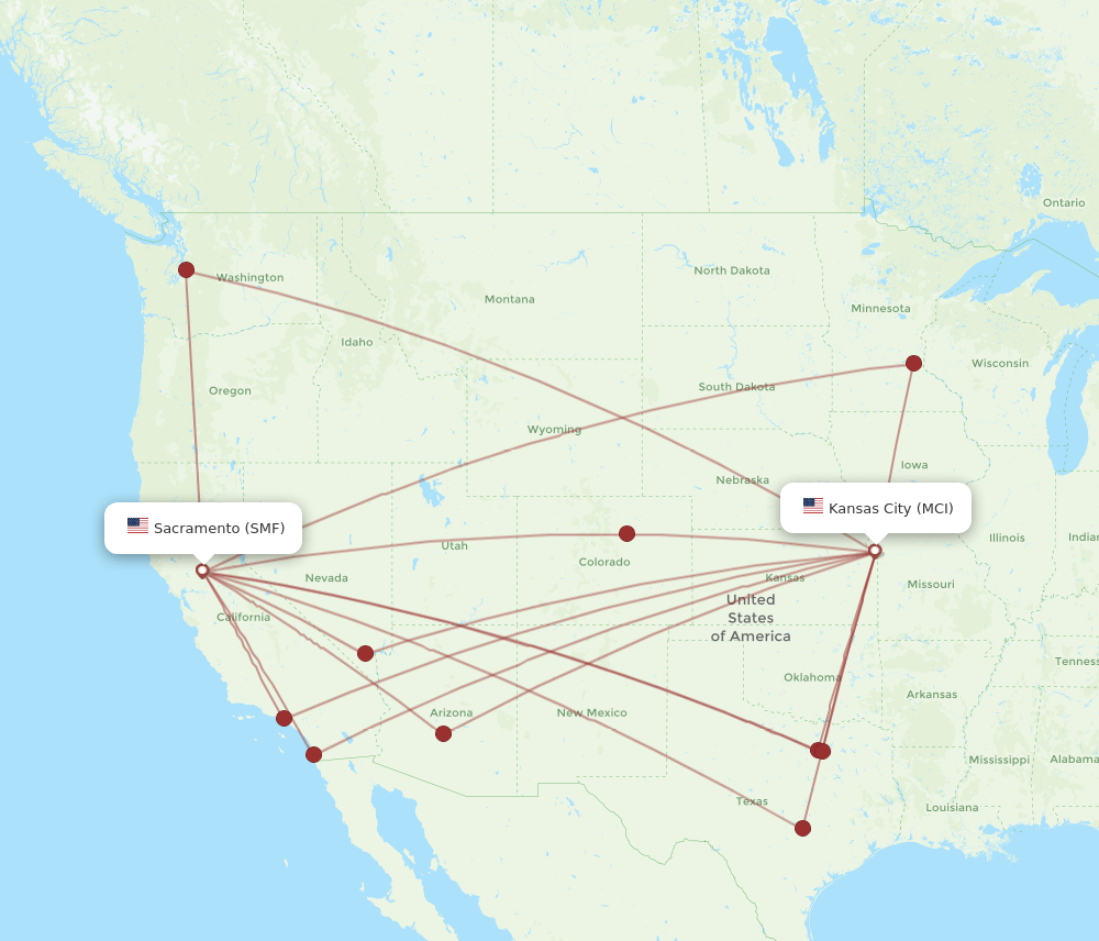 MCI-SMF flight routes