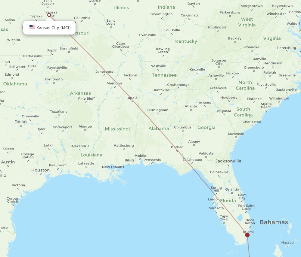MCI to SNU flights and routes map