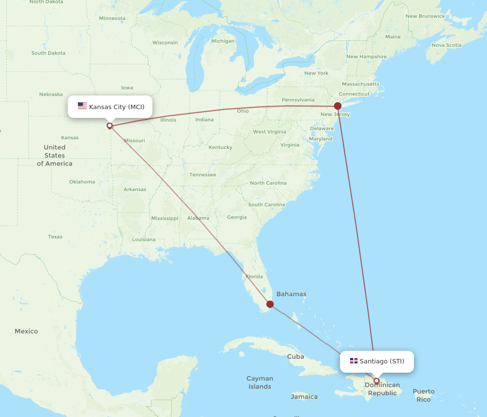 MCI-STI flight routes