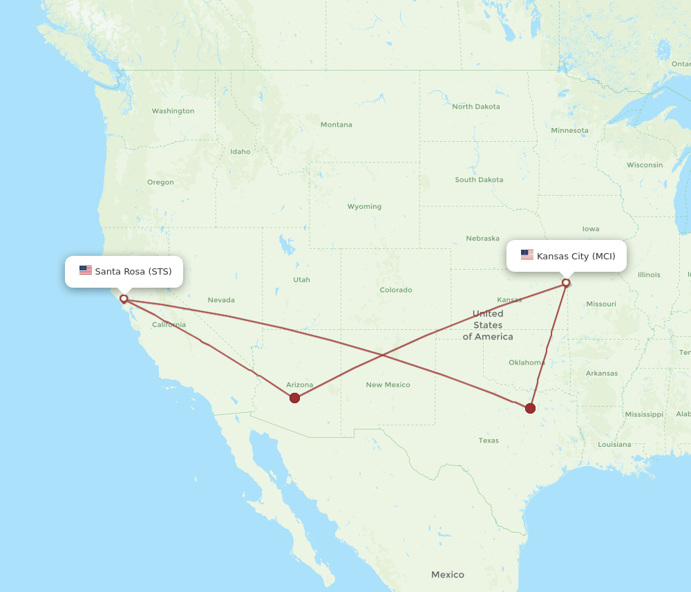MCI to STS flights and routes map