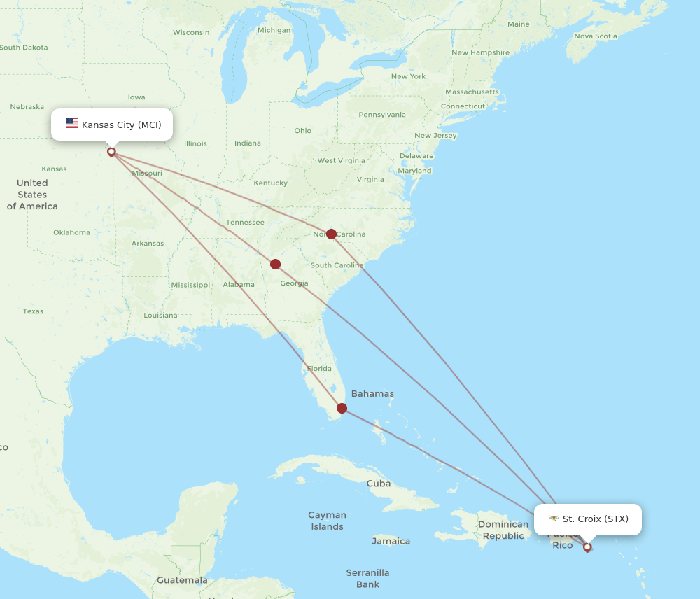 MCI-STX flight routes