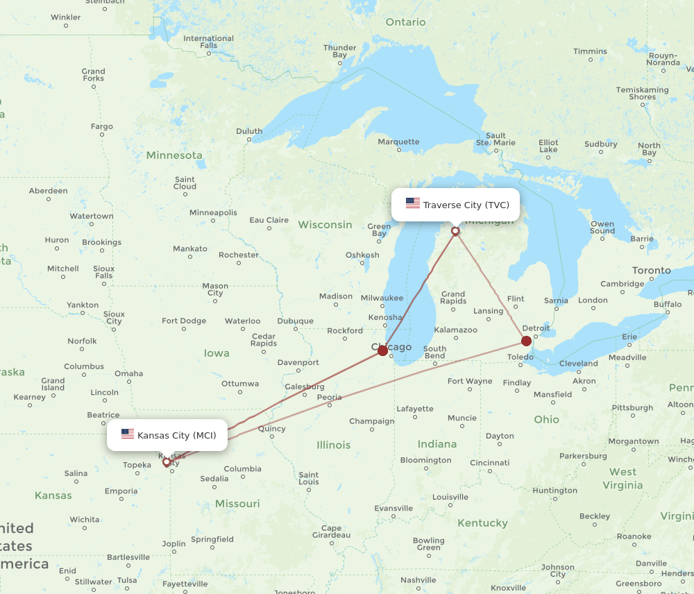 MCI-TVC flight routes
