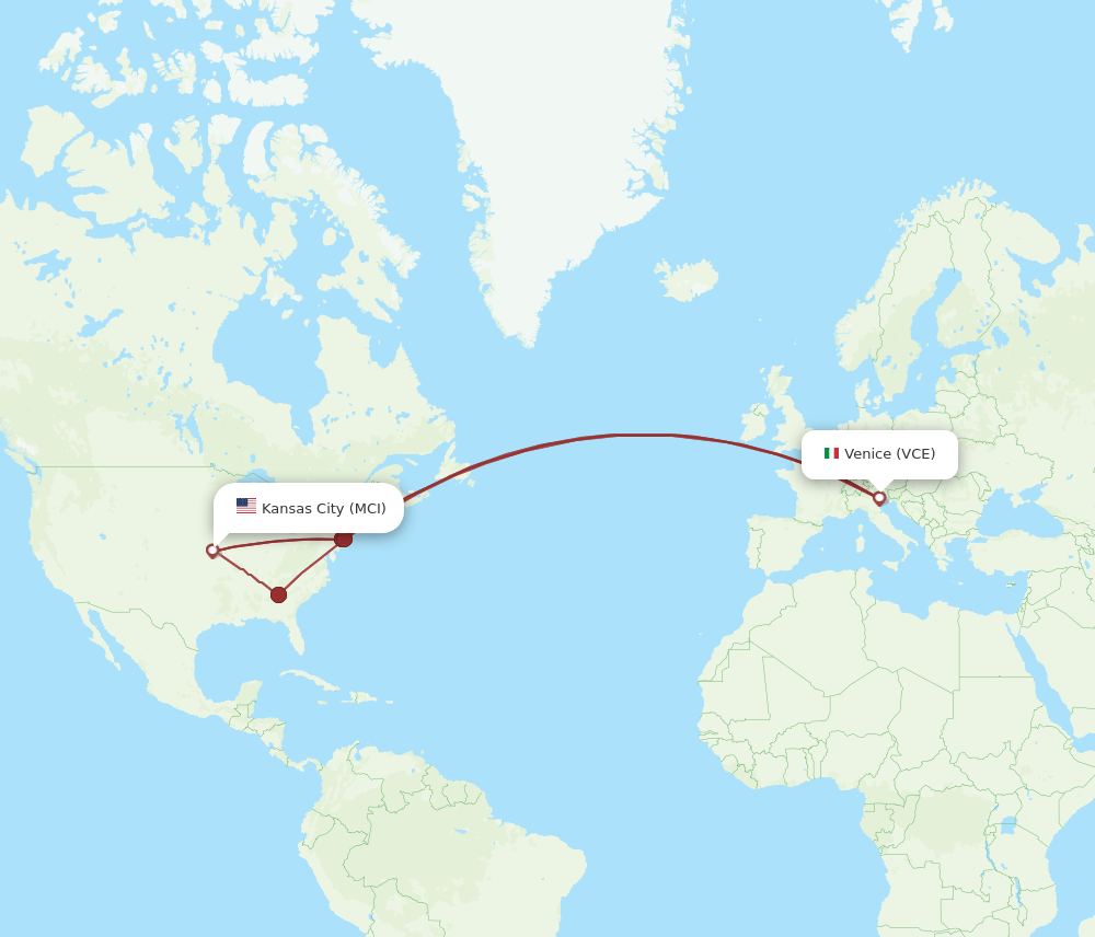 MCI-VCE flight routes