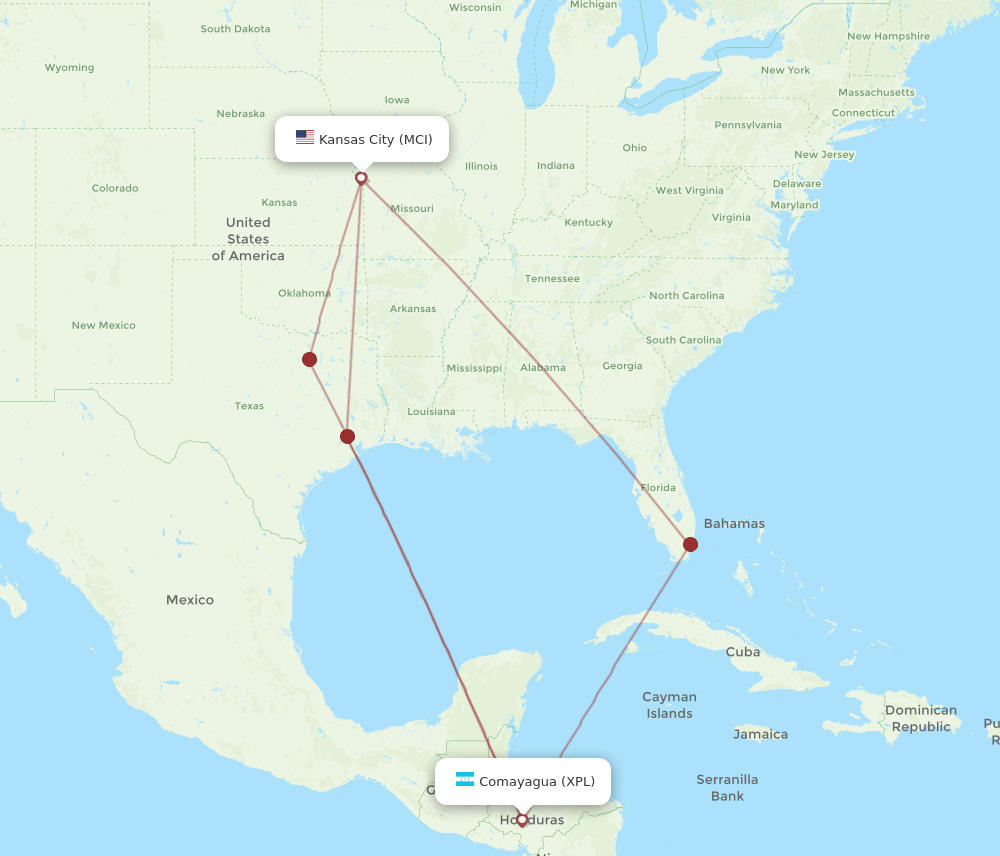 MCI-XPL flight routes