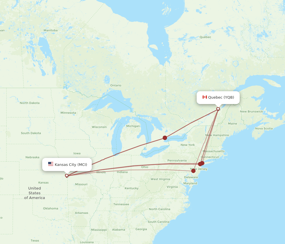 MCI-YQB flight routes