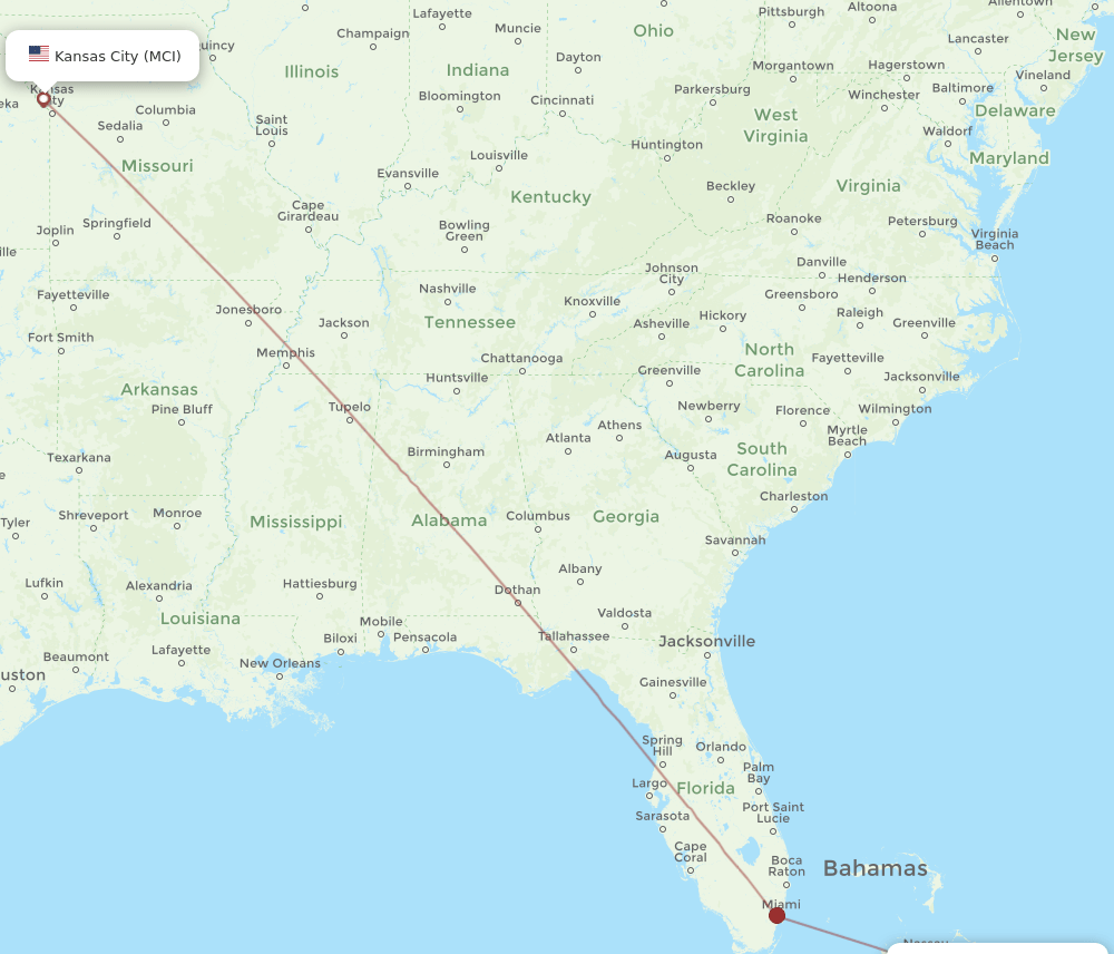 MCI-ZSA flight routes