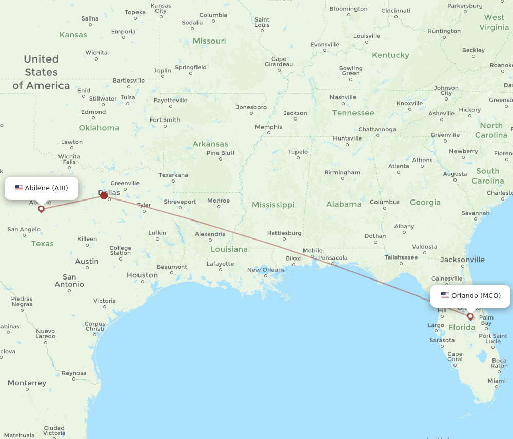 MCO-ABI flight routes