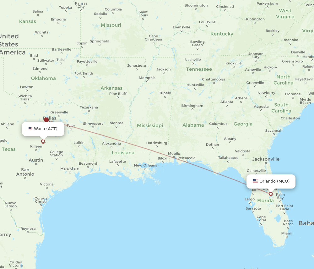 MCO-ACT flight routes