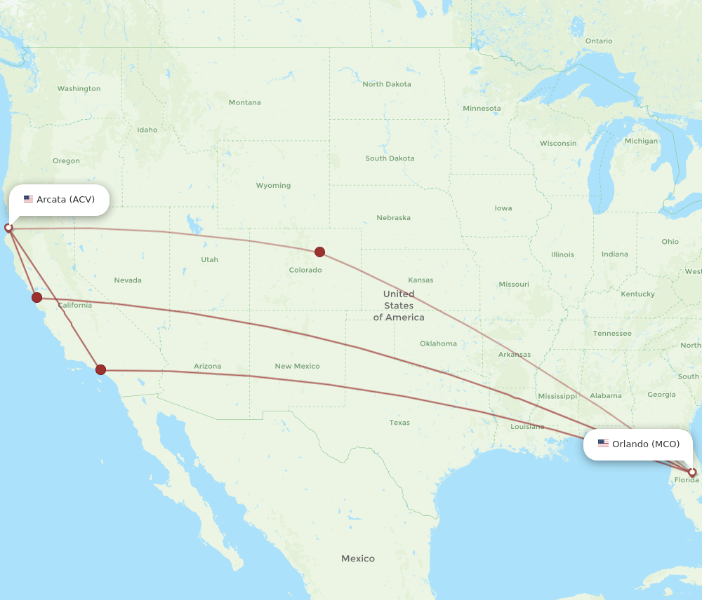 MCO-ACV flight routes
