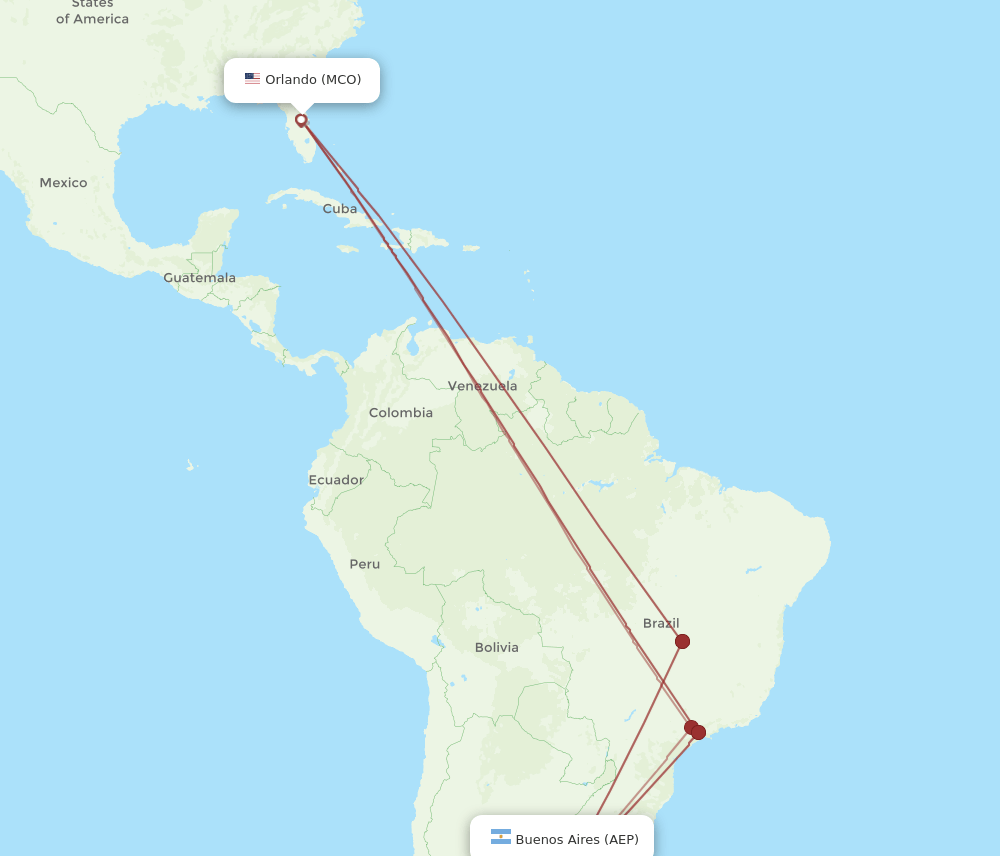 MCO-AEP flight routes