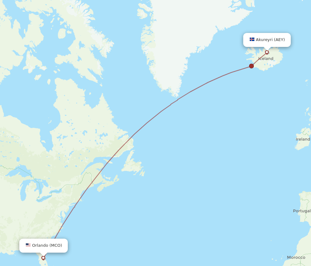 MCO-AEY flight routes