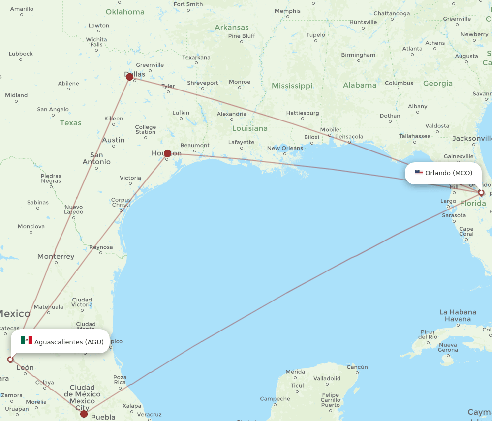 MCO-AGU flight routes