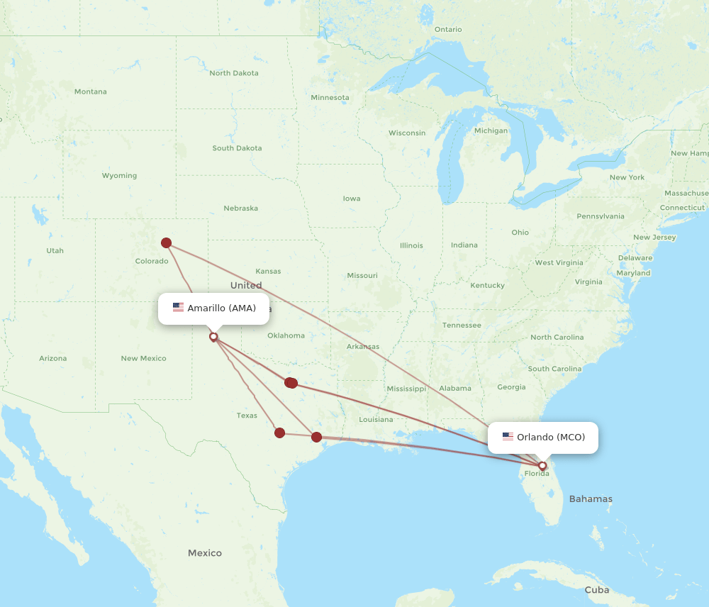 MCO-AMA flight routes
