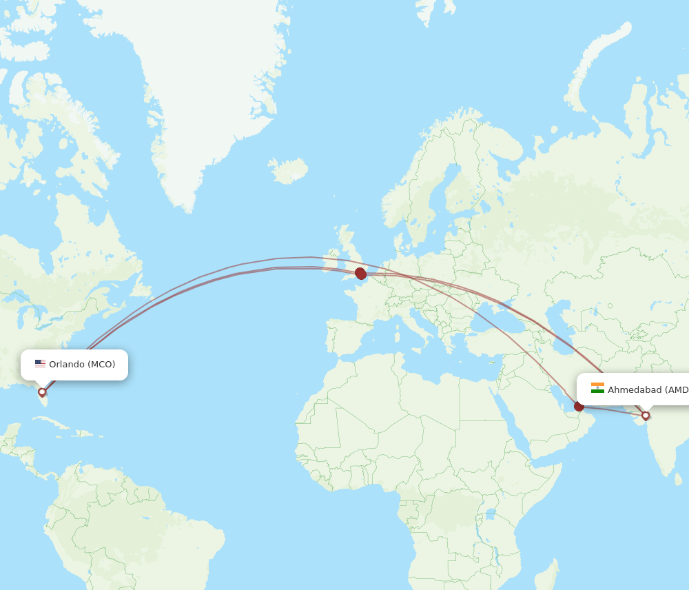 MCO-AMD flight routes