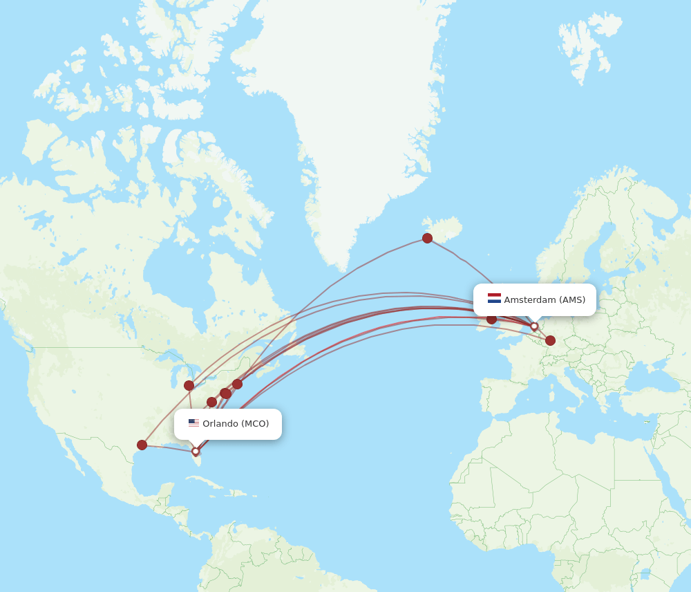 MCO-AMS flight routes