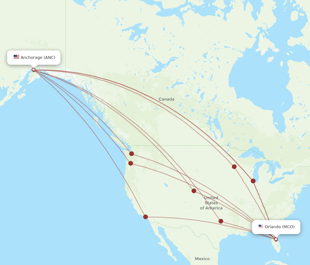 MCO-ANC flight routes