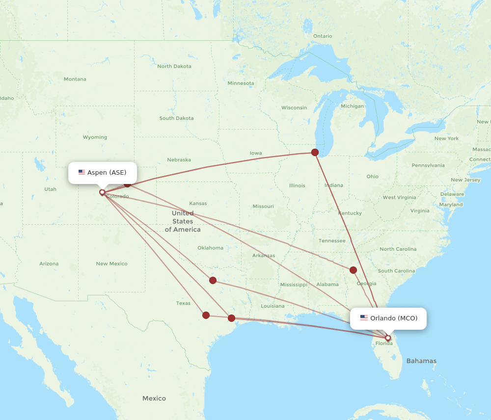 MCO-ASE flight routes