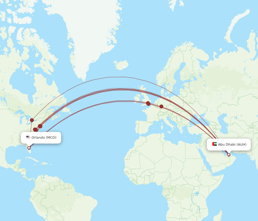 MCO-AUH flight routes