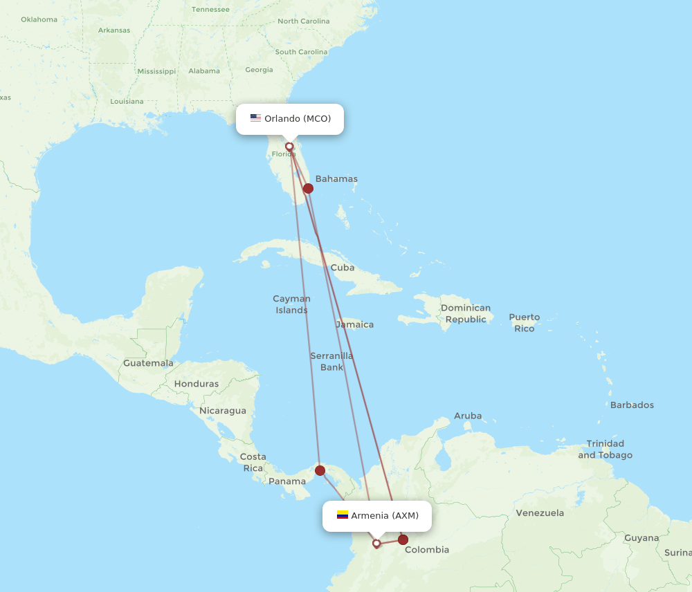 MCO-AXM flight routes