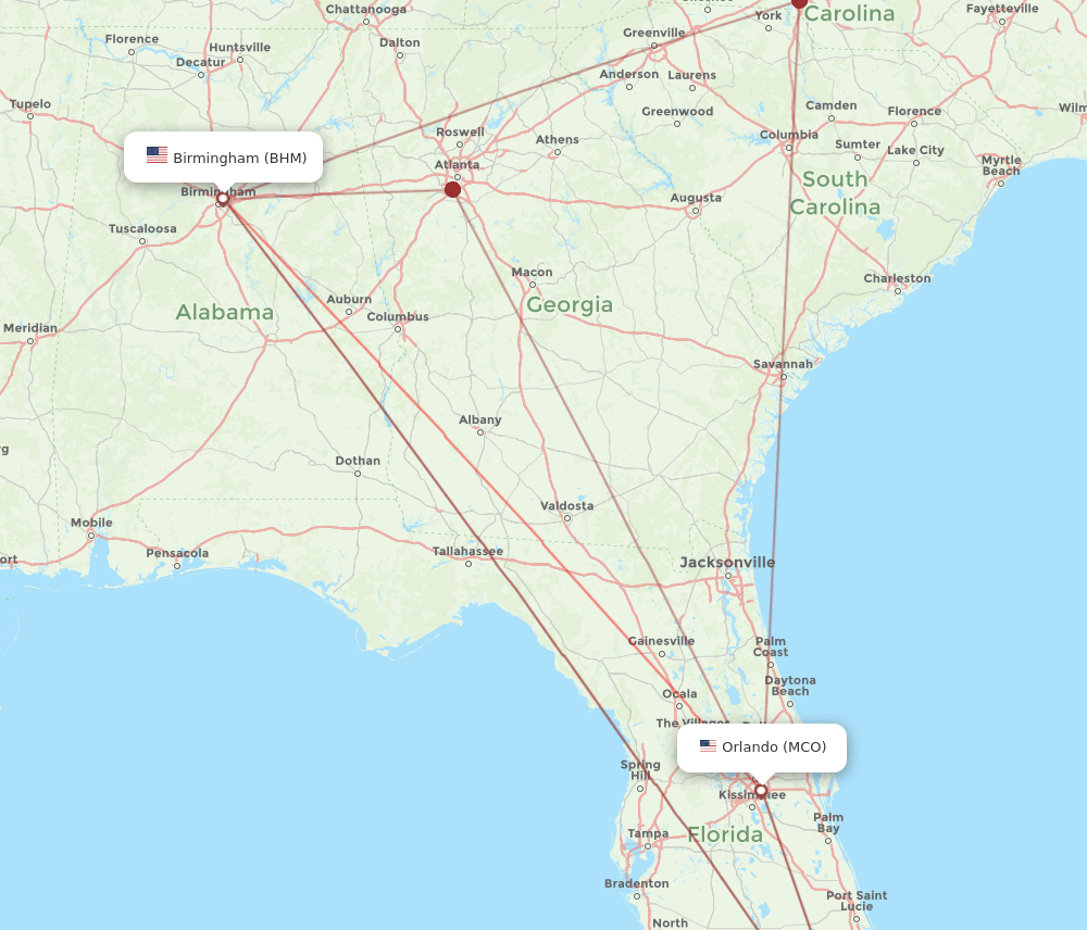 MCO-BHM flight routes