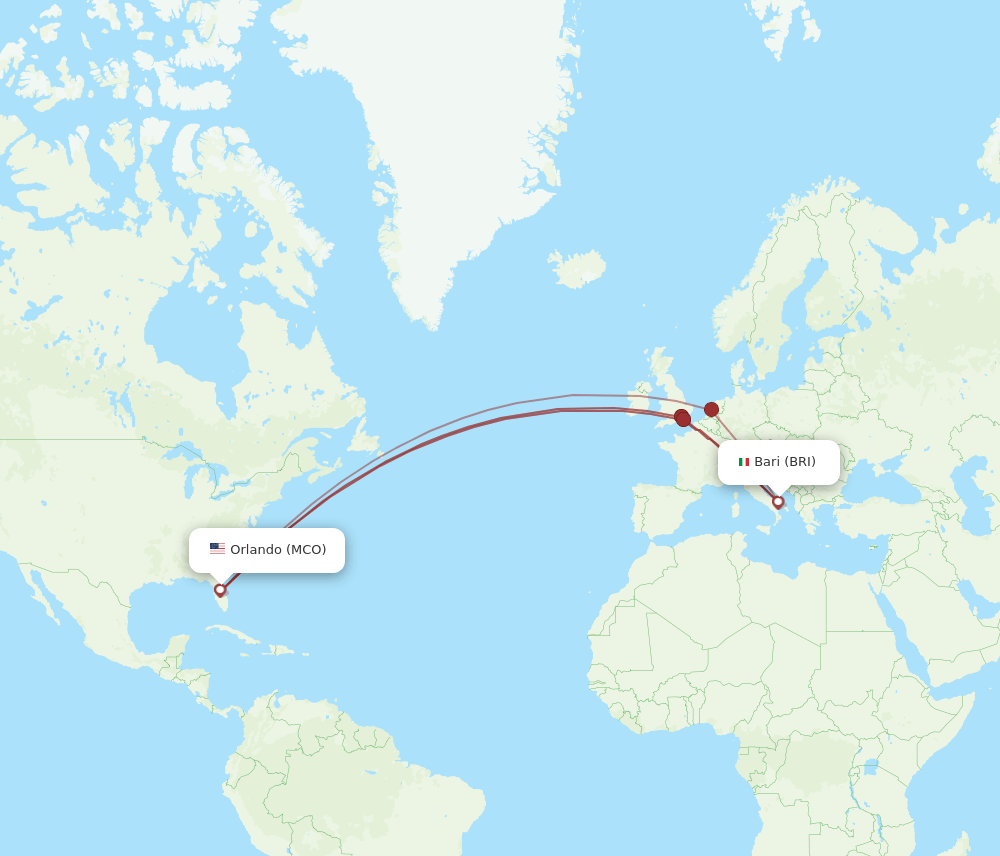 MCO-BRI flight routes