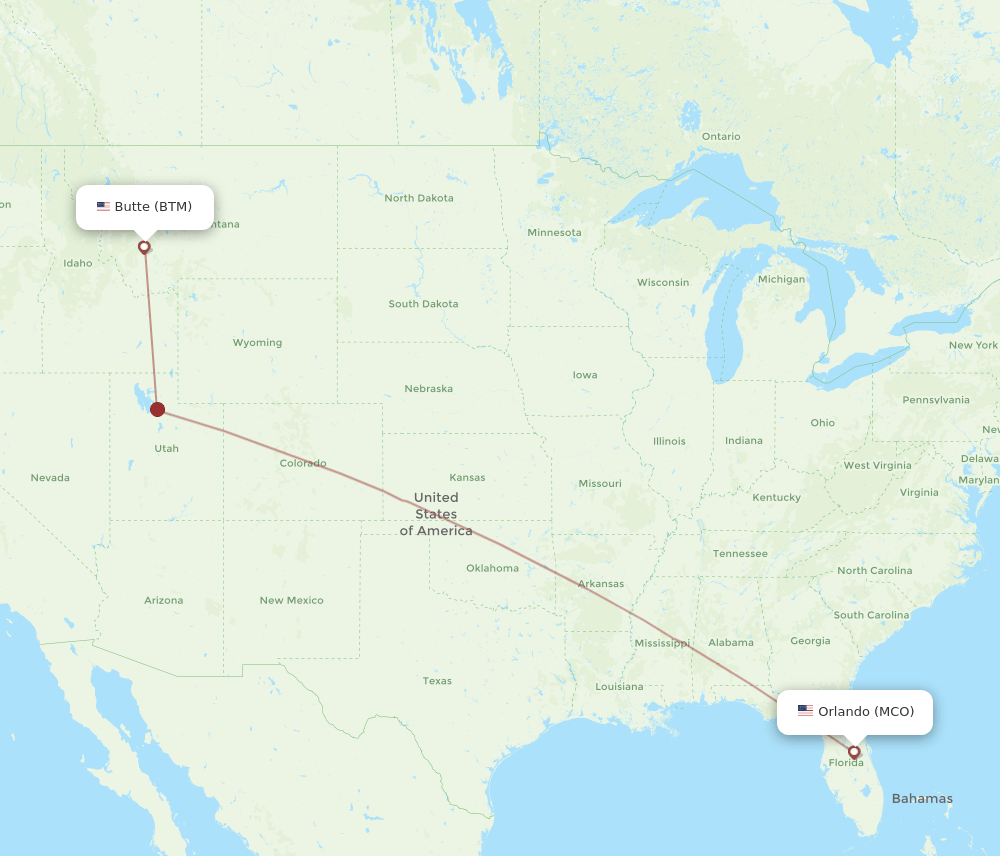MCO-BTM flight routes