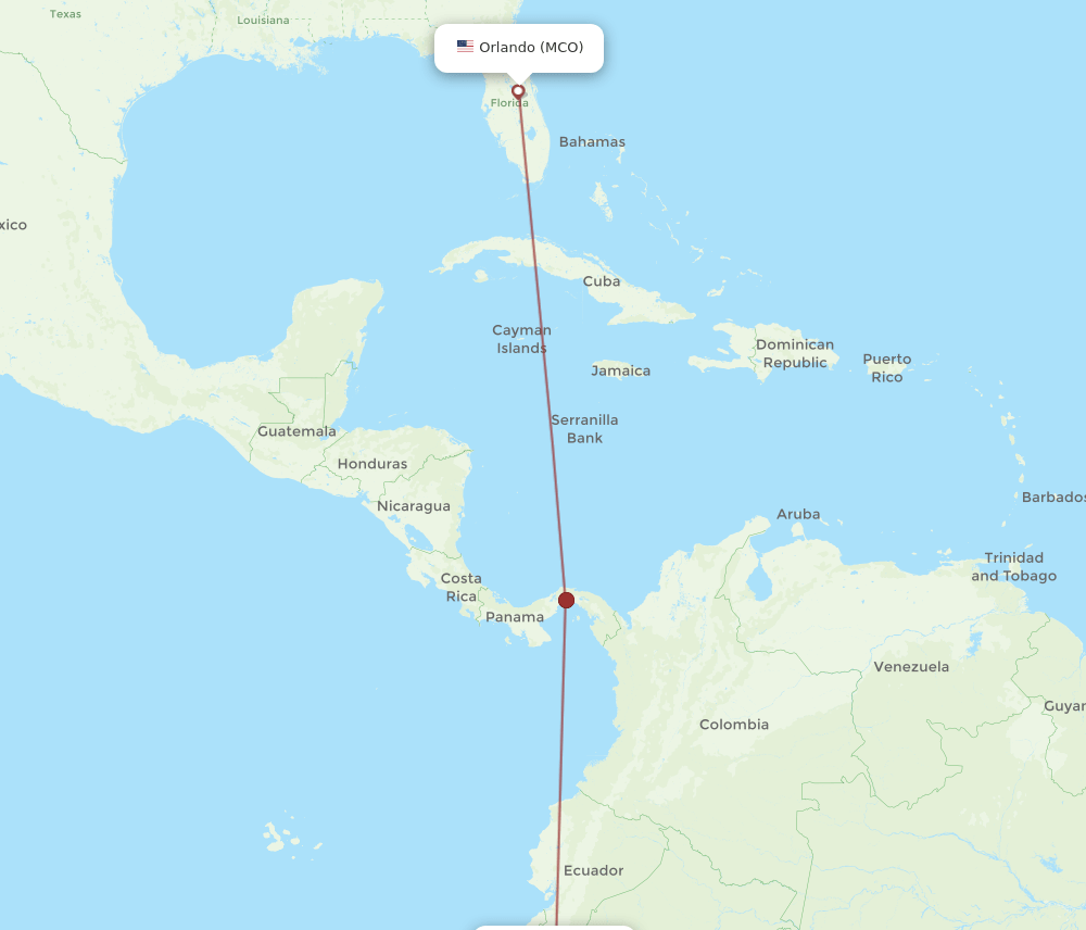 MCO to CIX flights and routes map