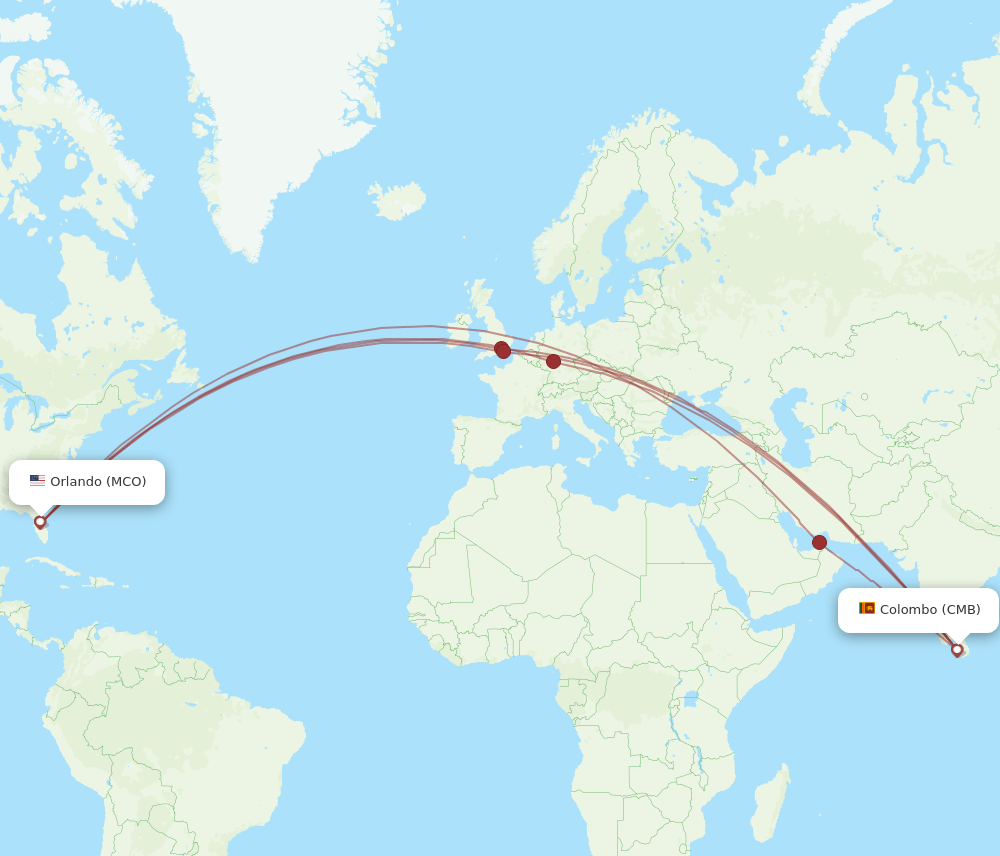 MCO-CMB flight routes