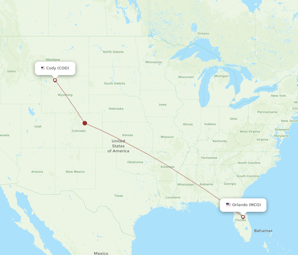 MCO-COD flight routes