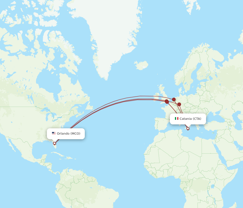 MCO-CTA flight routes