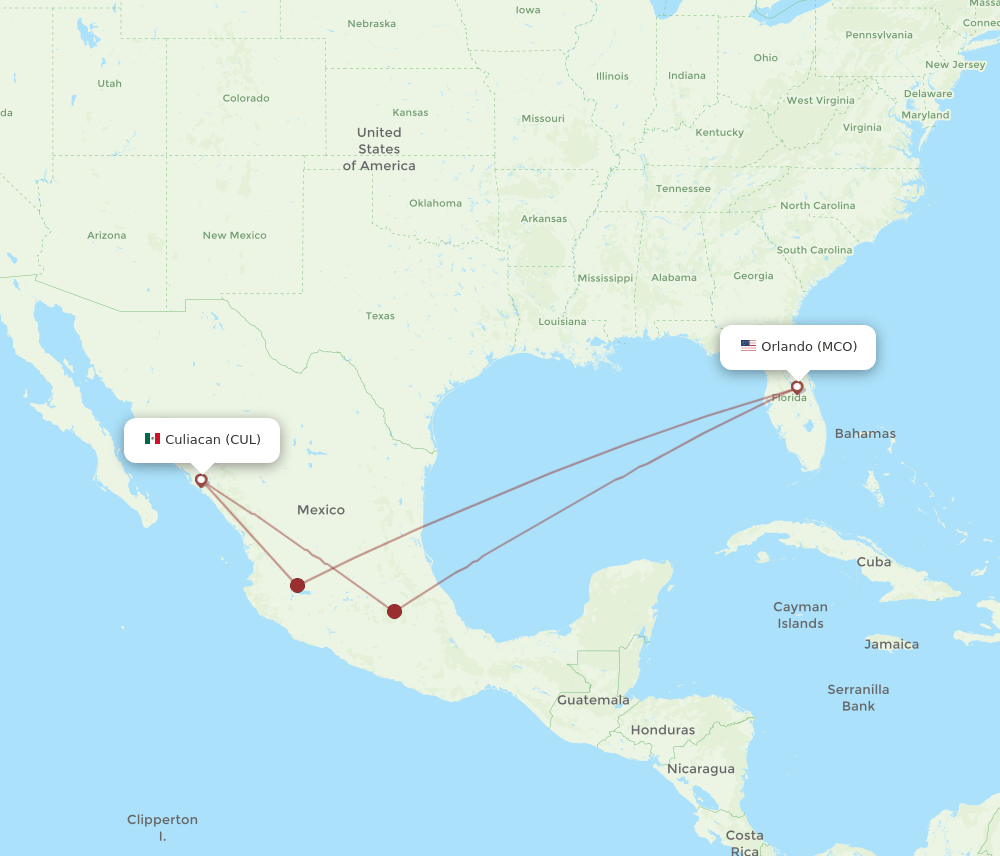 MCO-CUL flight routes