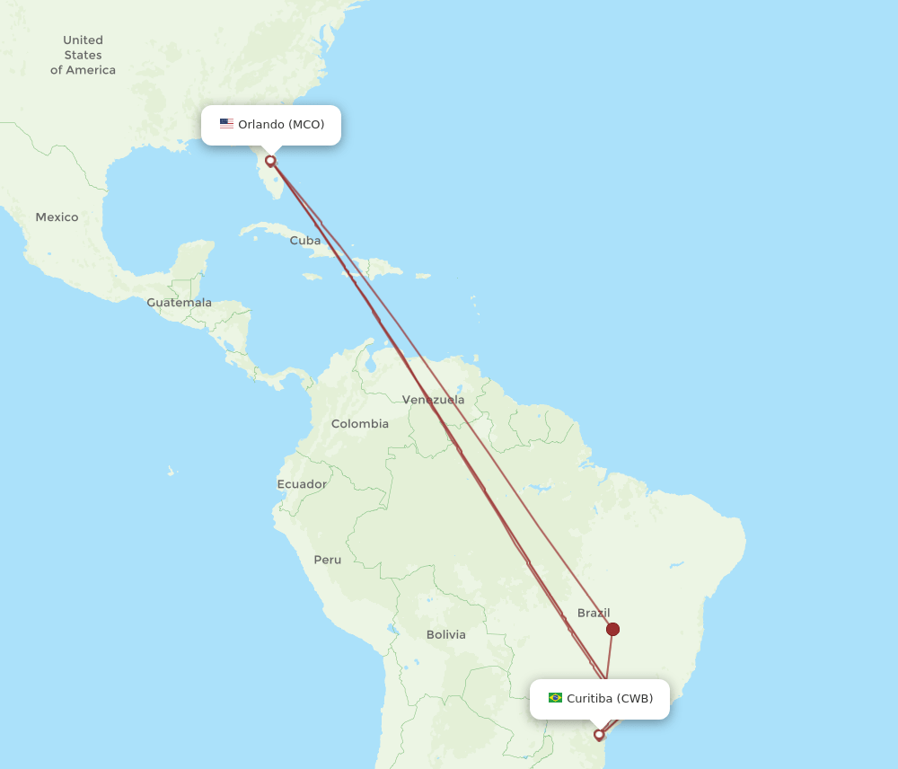 MCO-CWB flight routes