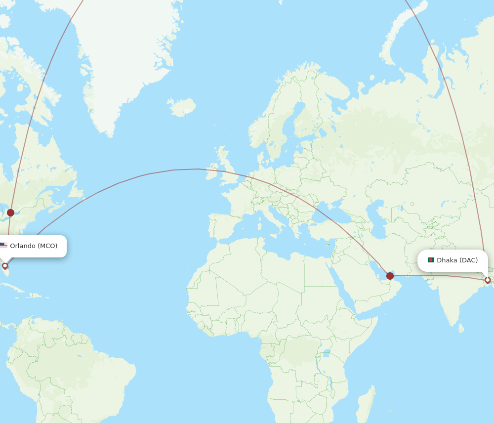 MCO-DAC flight routes