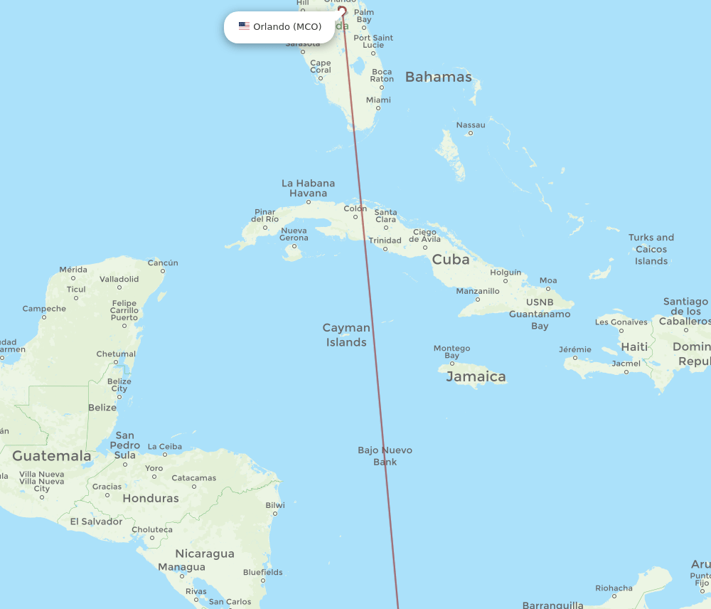 MCO-DAV flight routes